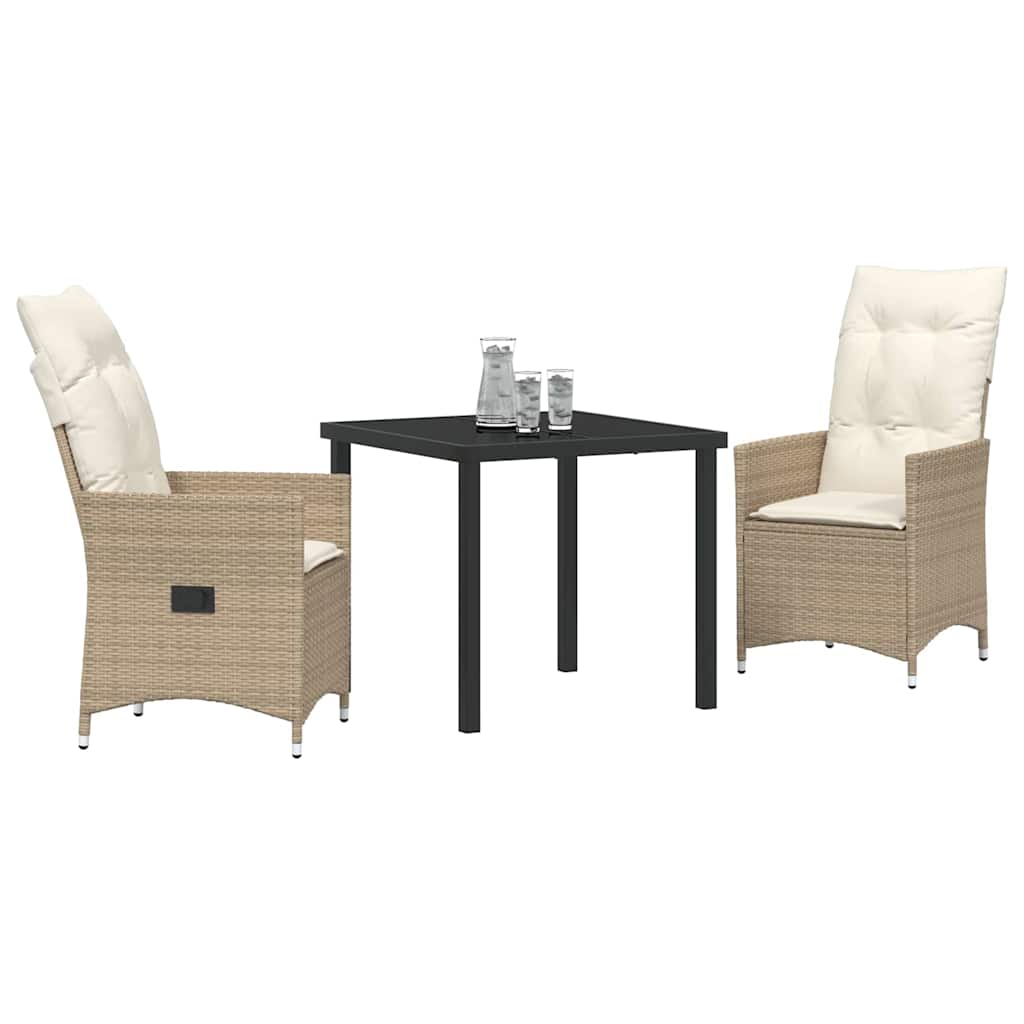 Conjunto de Comedor de Jardín 3 pcs Beige ratán sintético