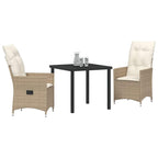 Conjunto de Comedor de Jardín 3 pcs Beige ratán sintético