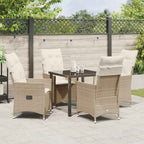 Conjunto de Comedor de Jardín 5 pcs Beige ratán sintético