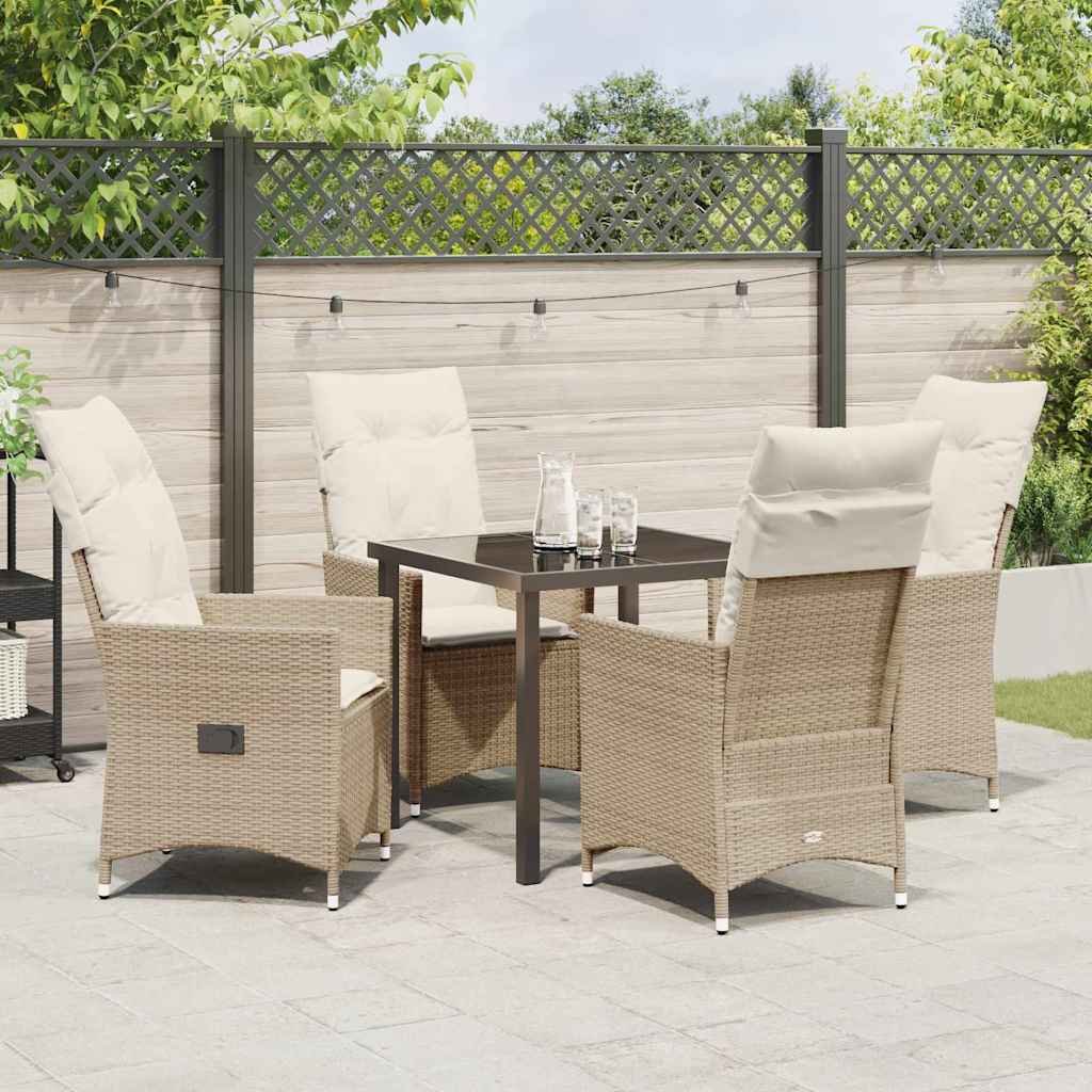 Conjunto de Comedor de Jardín 5 pcs Beige ratán sintético