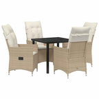 Conjunto de Comedor de Jardín 5 pcs Beige ratán sintético