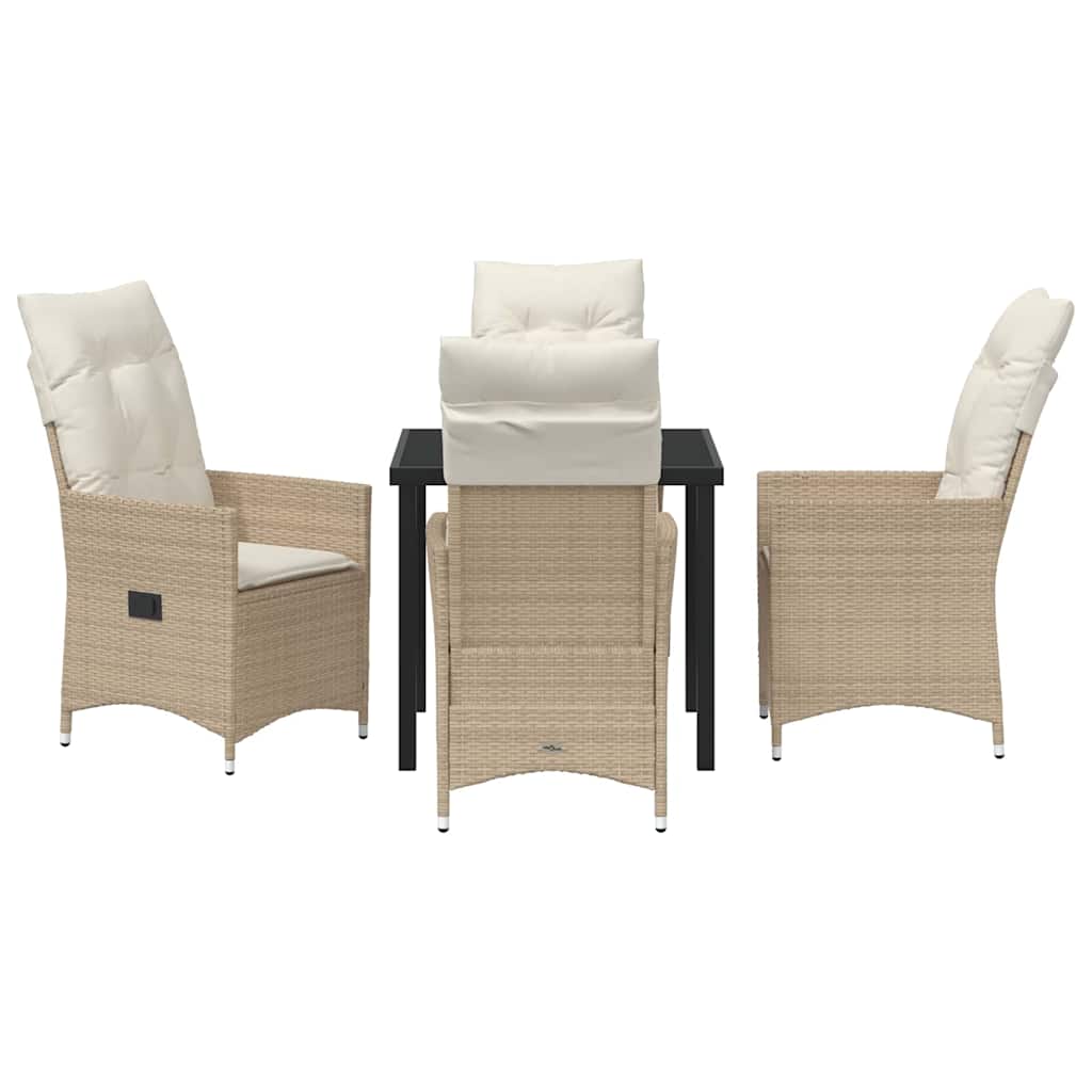Conjunto de Comedor de Jardín 5 pcs Beige ratán sintético