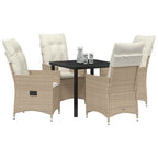 Conjunto de Comedor de Jardín 5 pcs Beige ratán sintético