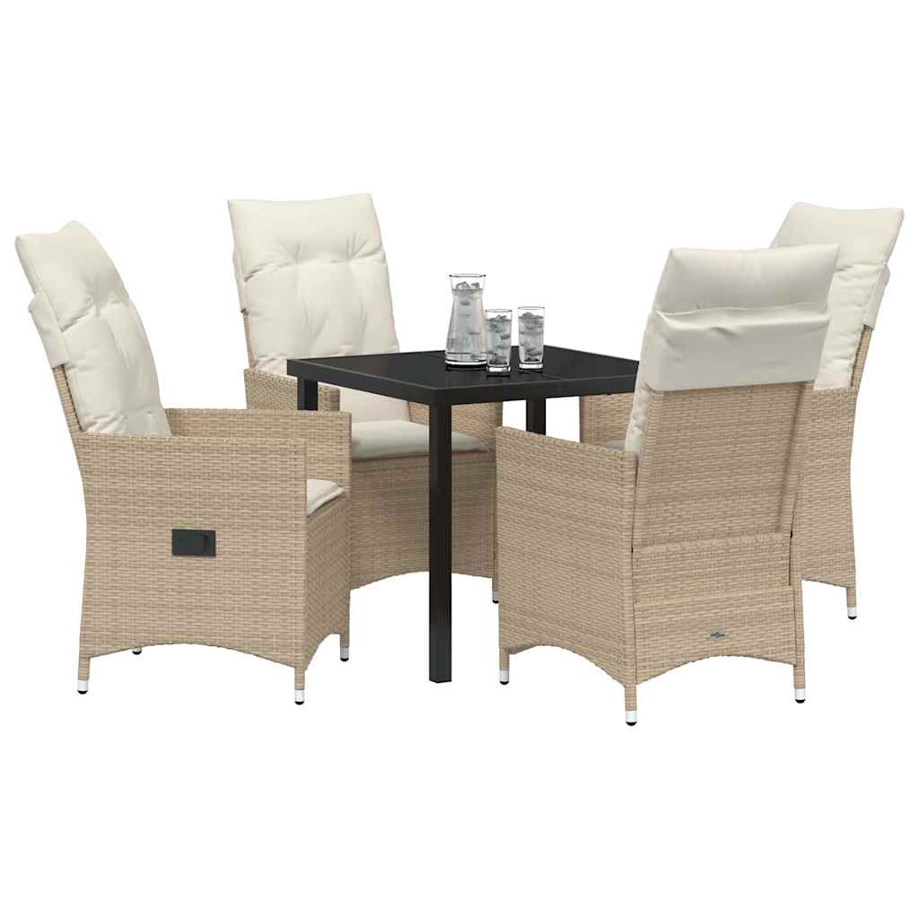 Conjunto de Comedor de Jardín 5 pcs Beige ratán sintético