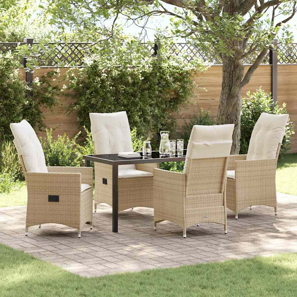 Conjunto de Comedor de Jardín 5 pcs Beige ratán sintético
