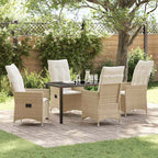 Conjunto de Comedor de Jardín 5 pcs Beige ratán sintético