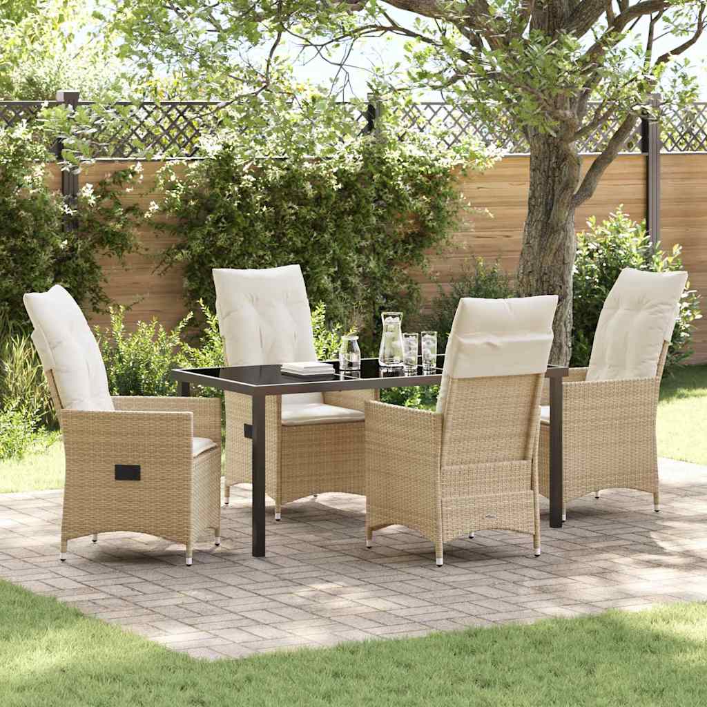 Conjunto de Comedor de Jardín 5 pcs Beige ratán sintético