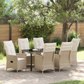 Conjunto de Comedor de Jardín 7 pcs Beige ratán sintético