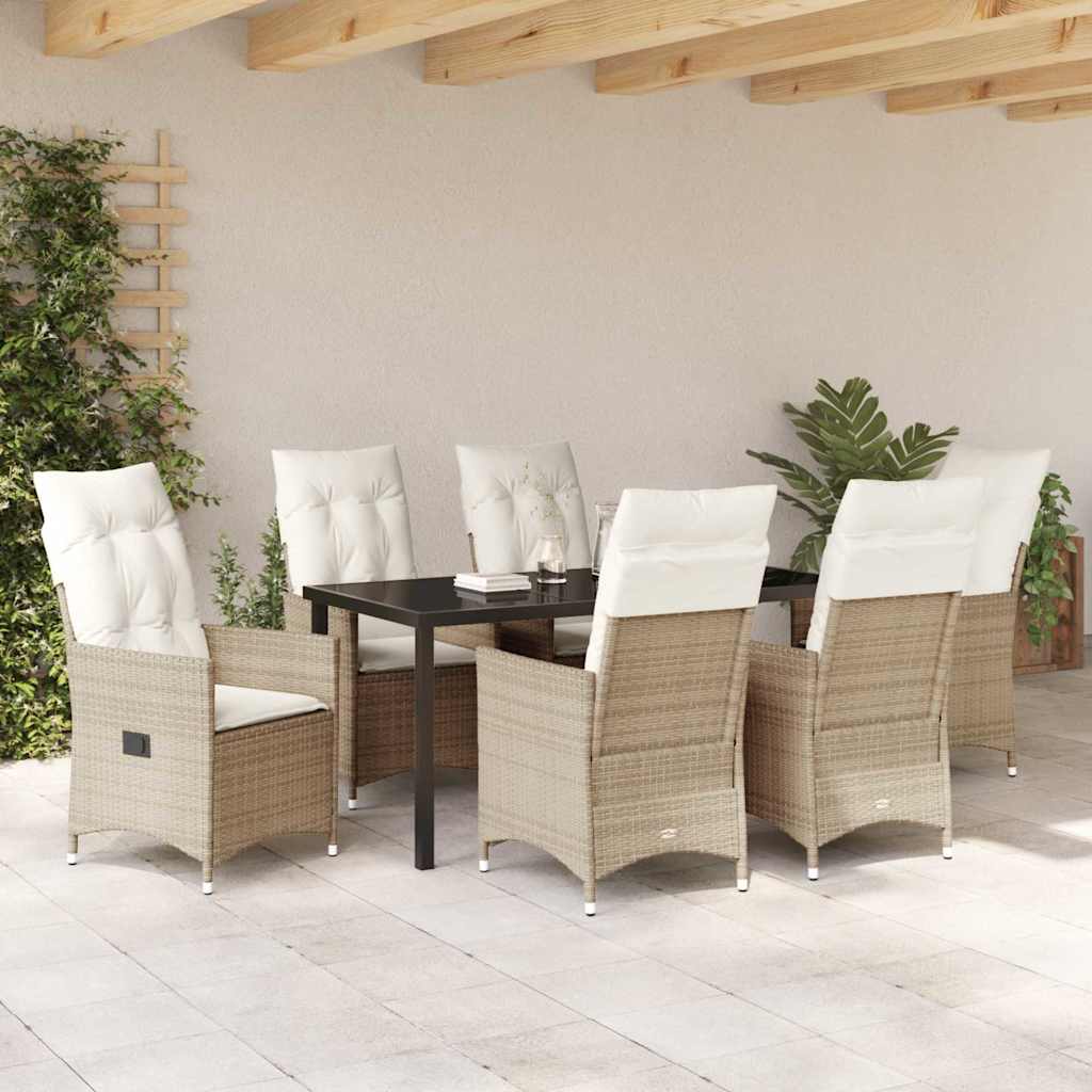 Conjunto de Comedor de Jardín 7 pcs Beige ratán sintético