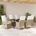 Conjunto de Comedor de Jardín 7 pcs Beige ratán sintético