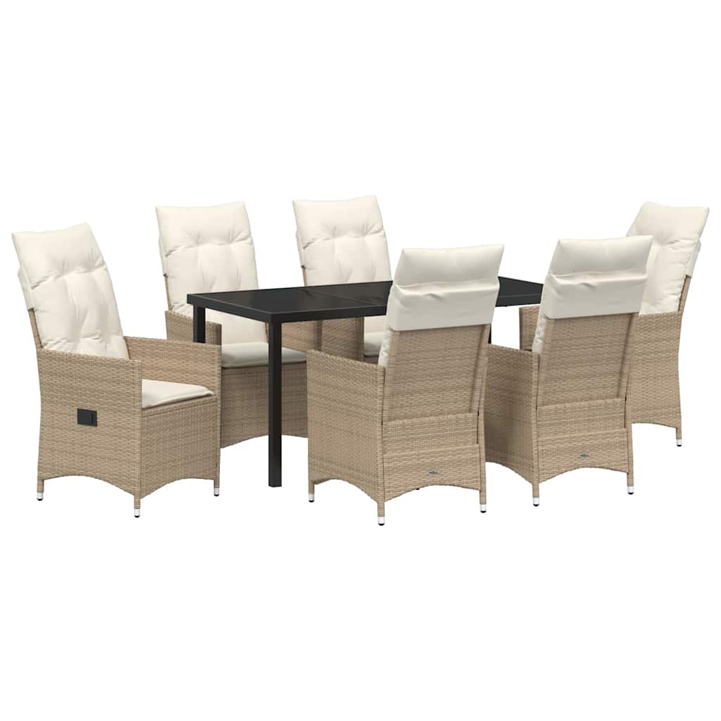 Conjunto de Comedor de Jardín 7 pcs Beige ratán sintético