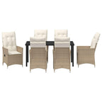 Conjunto de Comedor de Jardín 7 pcs Beige ratán sintético