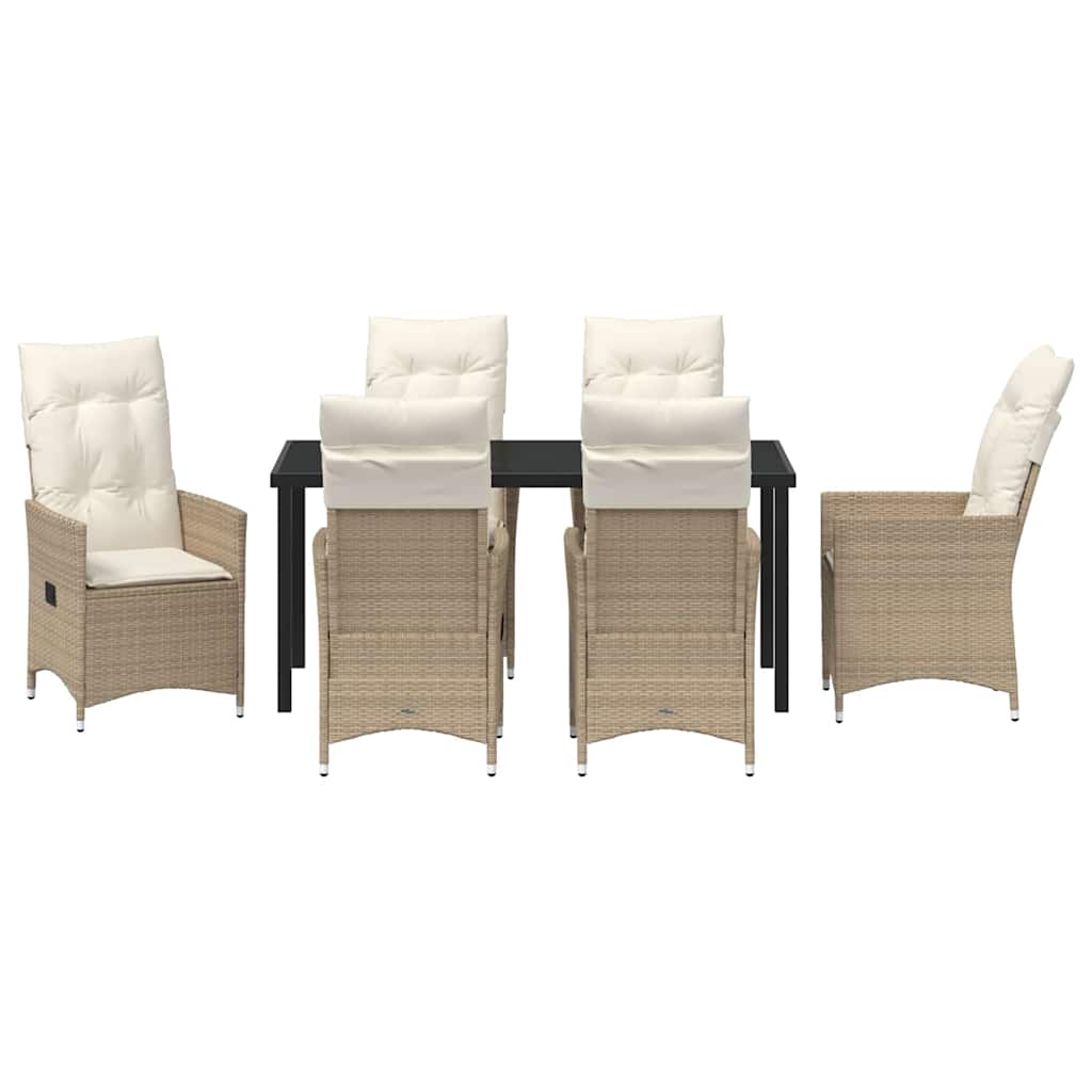 Conjunto de Comedor de Jardín 7 pcs Beige ratán sintético