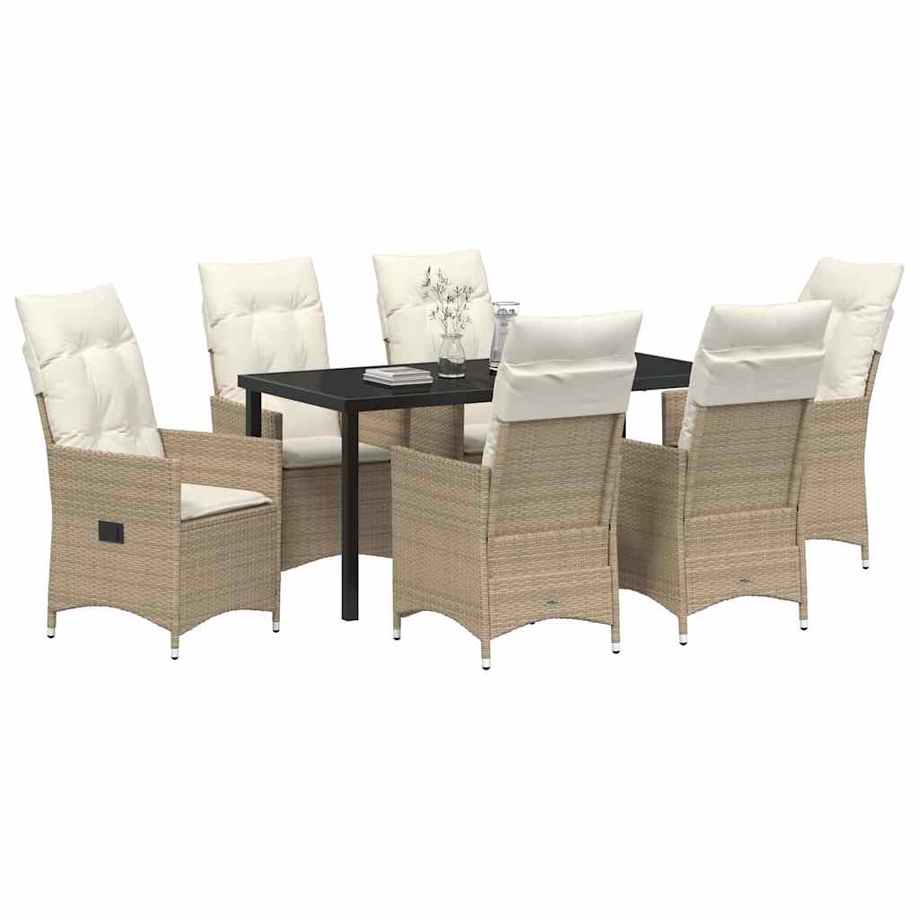 Conjunto de Comedor de Jardín 7 pcs Beige ratán sintético