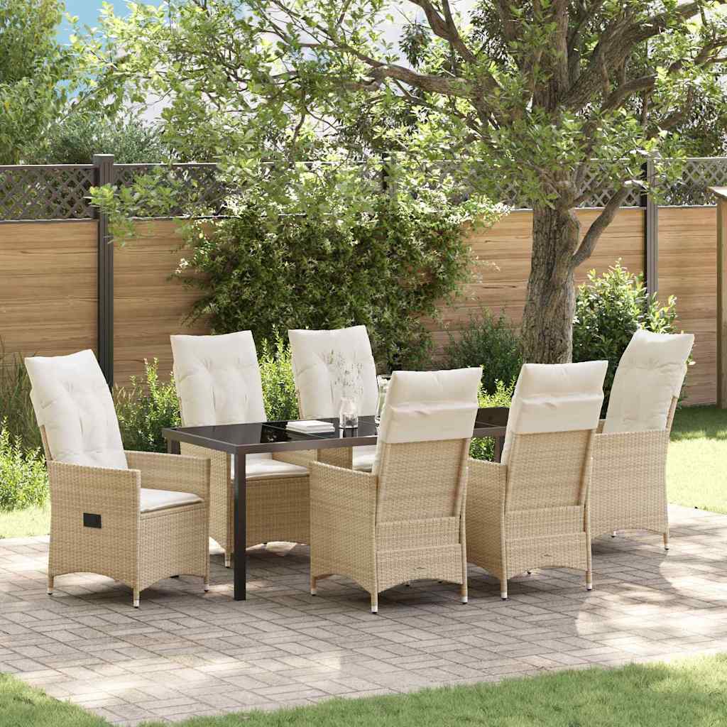 Conjunto de Comedor de Jardín 7 pcs Beige ratán sintético