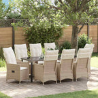Conjunto de Comedor de Jardín 9 pcs Beige ratán sintético