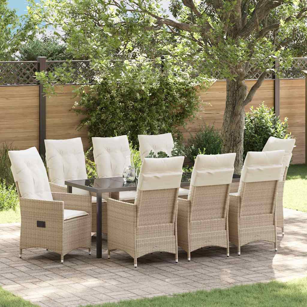 Conjunto de Comedor de Jardín 9 pcs Beige ratán sintético