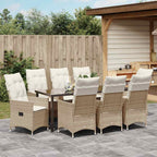 Conjunto de Comedor de Jardín 9 pcs Beige ratán sintético