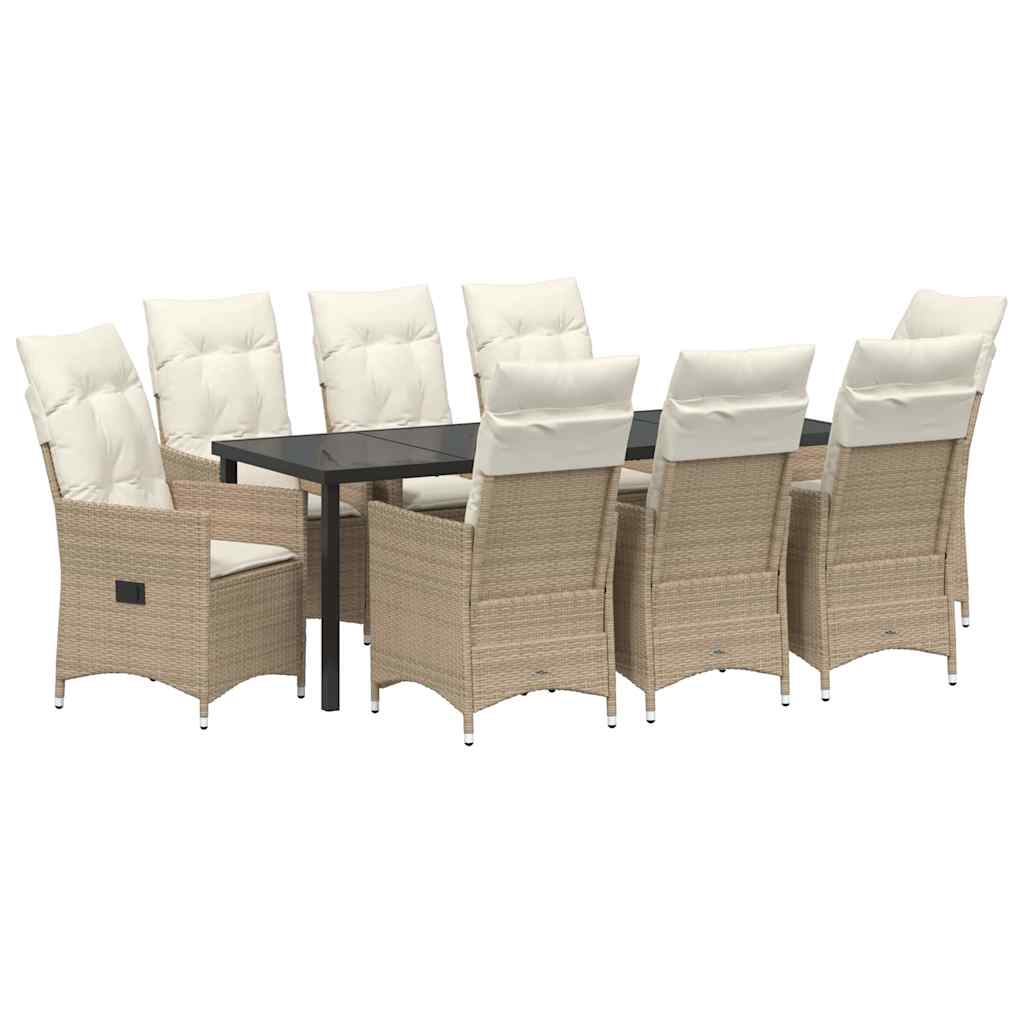 Conjunto de Comedor de Jardín 9 pcs Beige ratán sintético