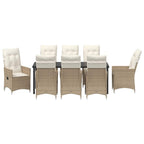 Conjunto de Comedor de Jardín 9 pcs Beige ratán sintético