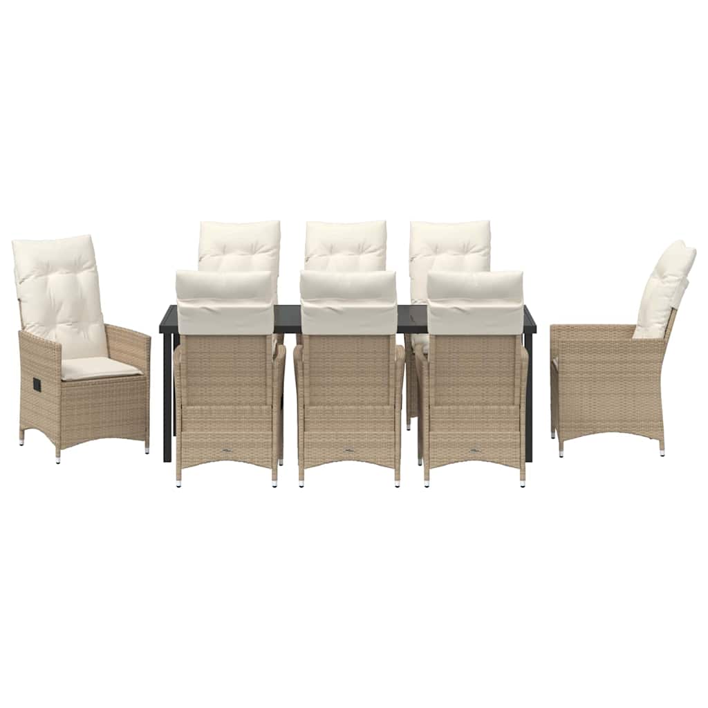 Conjunto de Comedor de Jardín 9 pcs Beige ratán sintético