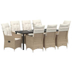 Conjunto de Comedor de Jardín 9 pcs Beige ratán sintético