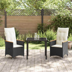Conjunto de Comedor de Jardín 3 pcs Negro ratán sintético