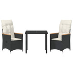 Conjunto de Comedor de Jardín 3 pcs Negro ratán sintético