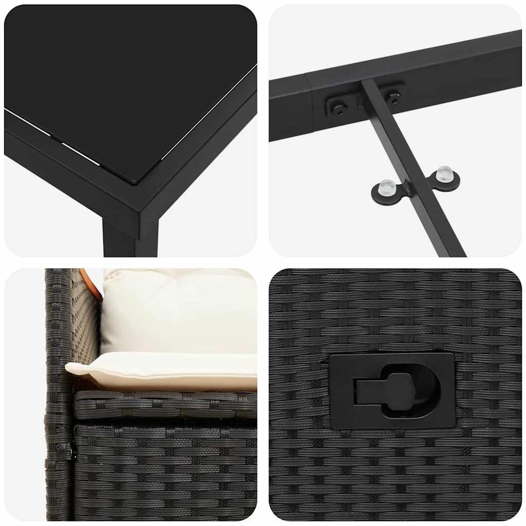 Conjunto de Comedor de Jardín 5 pcs Negro ratán sintético