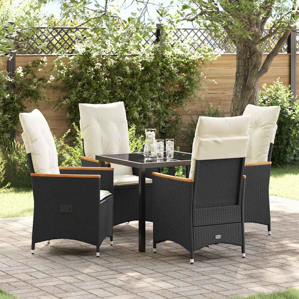 Conjunto de Comedor de Jardín 5 pcs Negro ratán sintético