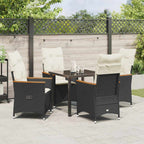 Conjunto de Comedor de Jardín 5 pcs Negro ratán sintético