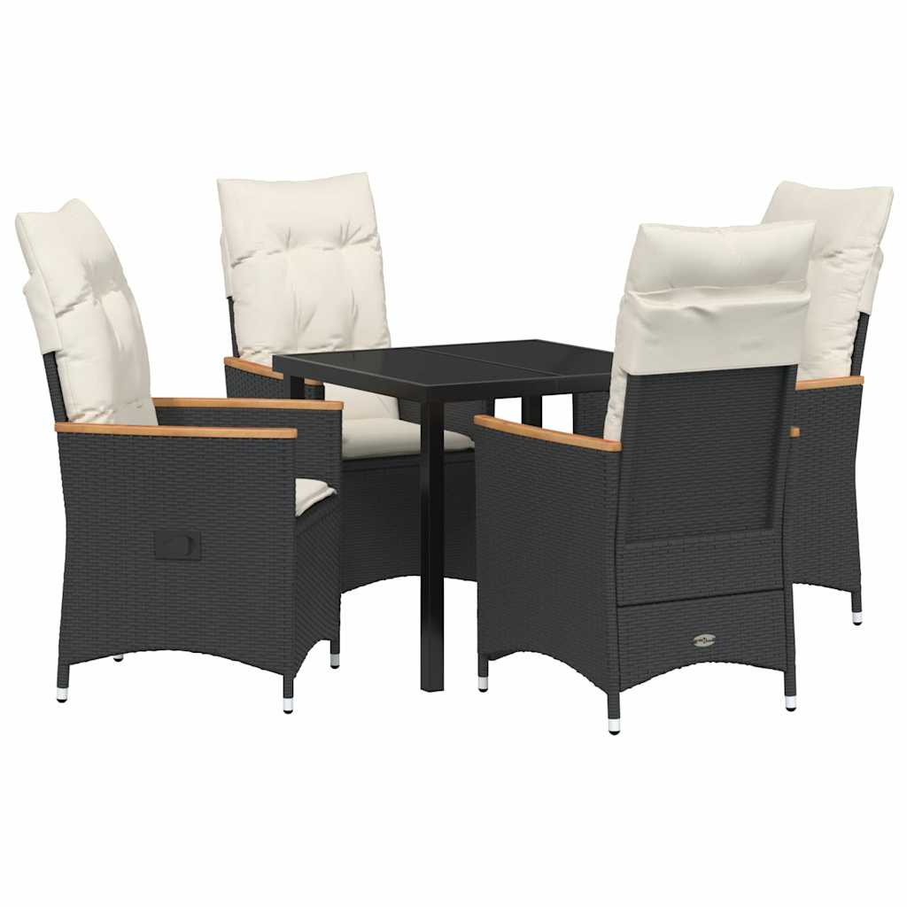 Conjunto de Comedor de Jardín 5 pcs Negro ratán sintético