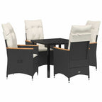 Conjunto de Comedor de Jardín 5 pcs Negro ratán sintético