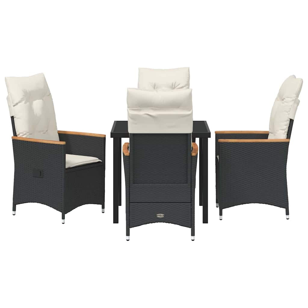 Conjunto de Comedor de Jardín 5 pcs Negro ratán sintético