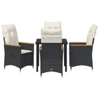 Conjunto de Comedor de Jardín 5 pcs Negro ratán sintético