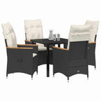 Conjunto de Comedor de Jardín 5 pcs Negro ratán sintético