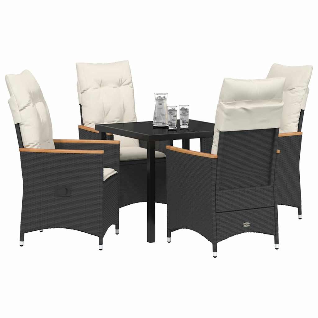 Conjunto de Comedor de Jardín 5 pcs Negro ratán sintético