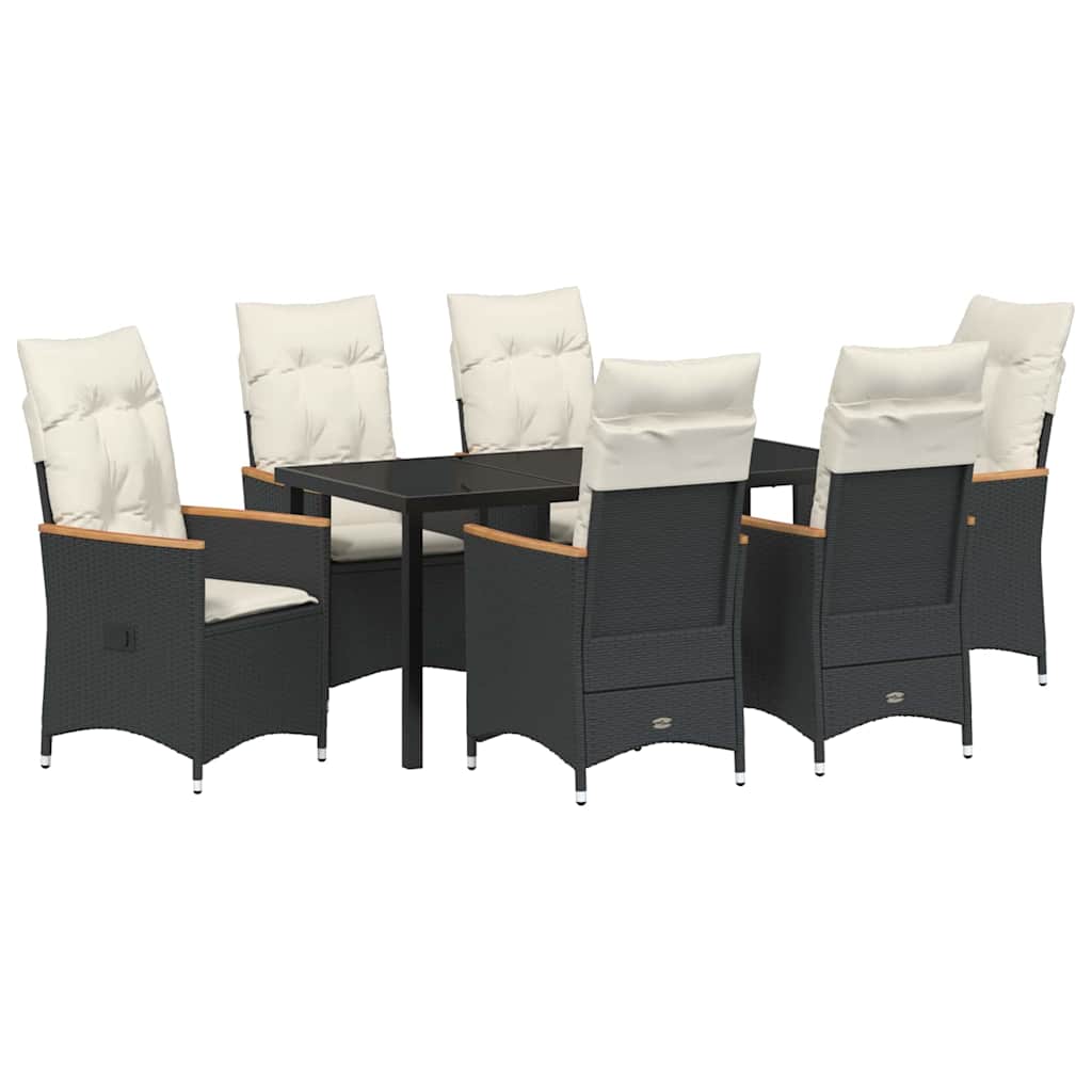 Conjunto de Comedor de Jardín 7 pcs Negro ratán sintético
