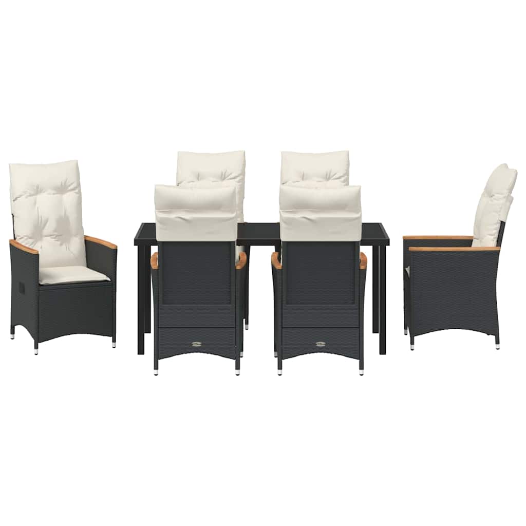 Conjunto de Comedor de Jardín 7 pcs Negro ratán sintético