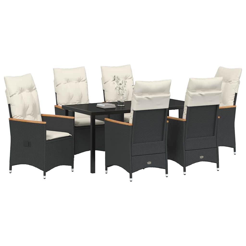 Conjunto de Comedor de Jardín 7 pcs Negro ratán sintético