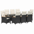 Conjunto de Comedor de Jardín 9 pcs Negro ratán sintético