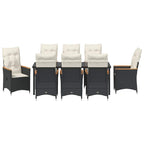 Conjunto de Comedor de Jardín 9 pcs Negro ratán sintético