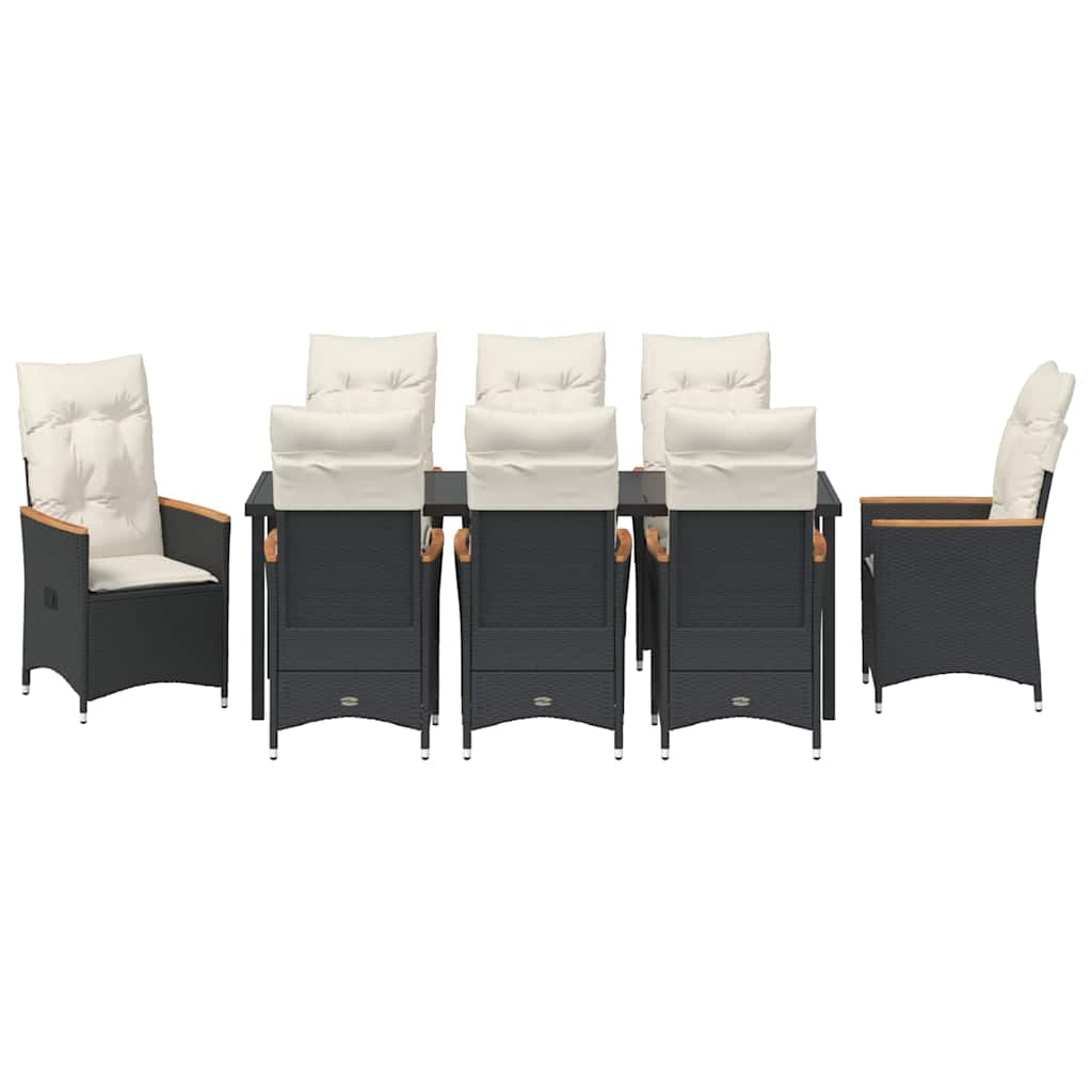 Conjunto de Comedor de Jardín 9 pcs Negro ratán sintético