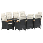 Conjunto de Comedor de Jardín 9 pcs Negro ratán sintético