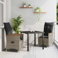 Conjunto de Comedor de Jardín 3 pcs Gris ratán sintético
