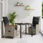 Conjunto de Comedor de Jardín 3 pcs Gris ratán sintético
