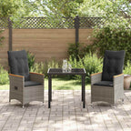 Conjunto de Comedor de Jardín 3 pcs Gris ratán sintético