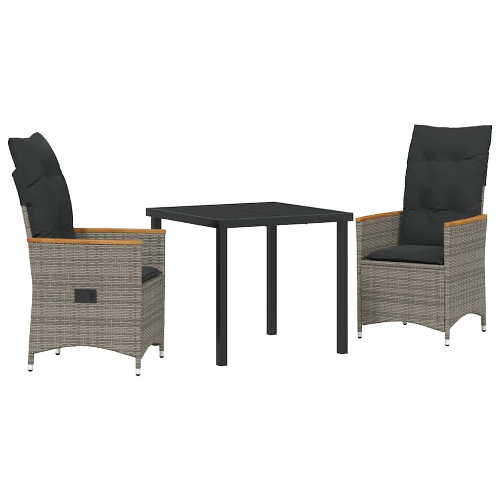 Conjunto de Comedor de Jardín 3 pcs Gris ratán sintético