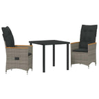 Conjunto de Comedor de Jardín 3 pcs Gris ratán sintético