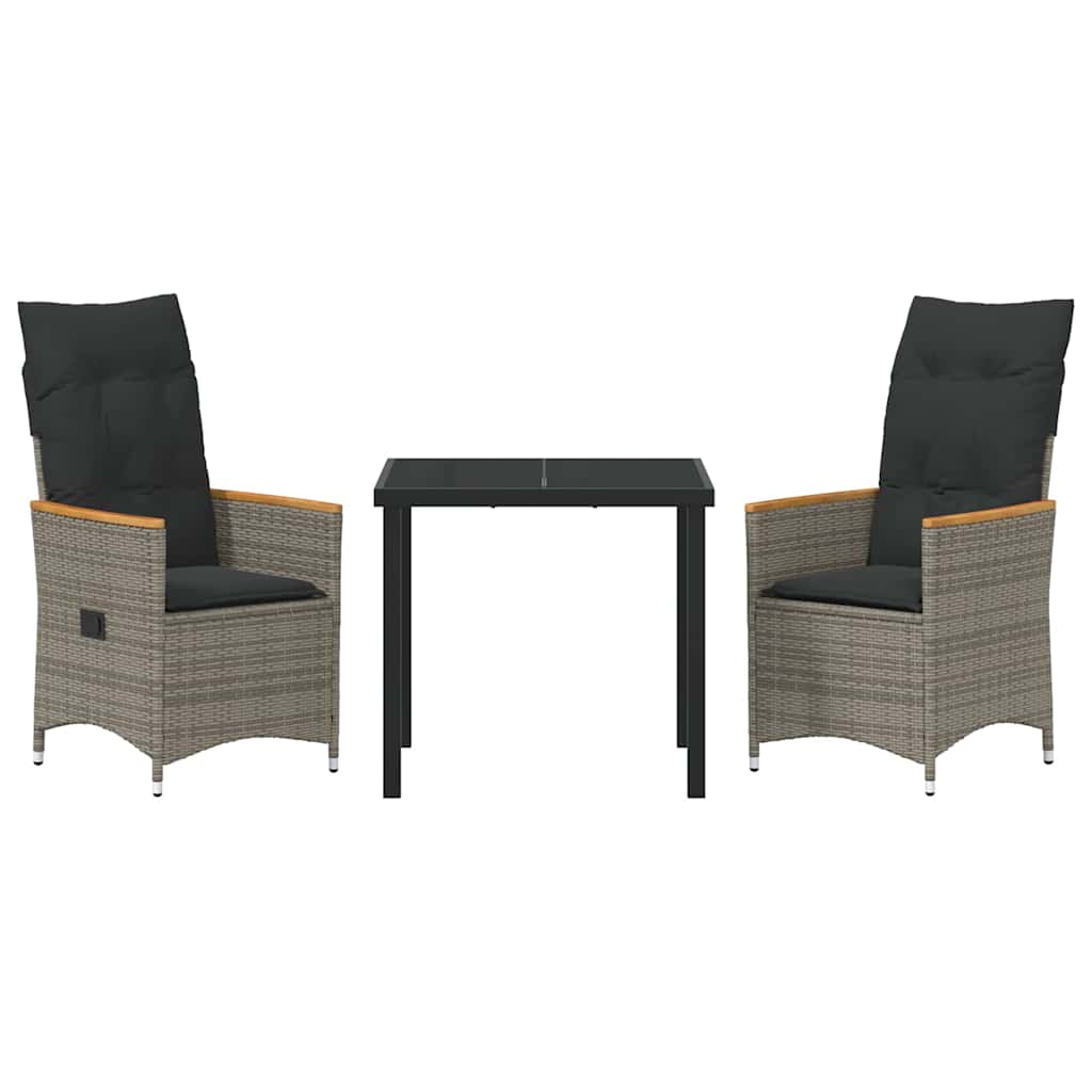 Conjunto de Comedor de Jardín 3 pcs Gris ratán sintético